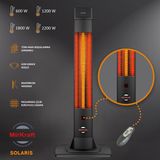 Solaris 2200 W Elektrikli Isıtıcı - Elektrikli Soba - Karbon Isıtıcı – LED Gösterge - Uzaktan Kumandalı - 4 Isı Ayarı - Veranda Isıtıcı - Karbon Kızılötesi Isıtıcı