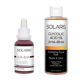 Solaris Cilt Tonu Eşitleyici Canlandırıcı Aha %10 + Bha %2 Serum 30 ml ve Gözenek Sıkılaştırıcı Aha Bha Tonik 200 ml