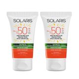 Solaris Yağlı Cilt Tipleri İçin Mat Bitişli SPF50+ 2x50 ml Jel Güneş Kremi