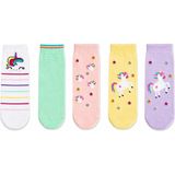 Solde Kız Çocuk 5 Çift Unicorn Desenli Renkli Soket Çorap Seti 🧦🦄🌈 - 36 - 38 - Çok Renkli