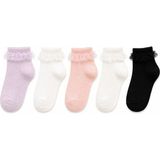 Solde Kız Çocuk 5 Çift Yazlık Tüllü Patik Çorap Seti 🧦🎀🌸 - 30 - 34 - Çok Renkli
