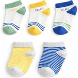 Solde Socks 5’li Çocuk/bebek Pamuklu Günlük Çorap Seti – Renkli Çizgili & Yazılı Desen, Kaliteli - 27 - 28 - Çok Renkli