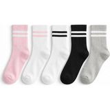 Solde Socks 5'li Kız Çocuk Pamuklu Günlük Çorap Seti – Modern Çizgili Desen, 5’li Renk Kombini, Konforlu ve Kaliteli - 30 - 34 - Çok Renkli