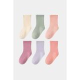 Solde Socks 6’lı Kız Çocuk Pamuklu Pastel Renk Uzun Çorap Seti – Yumuşacık Dokusu ile Her Adımda Sıcaklık ve Zarafet! - 23 - 25 - Çok Renkli