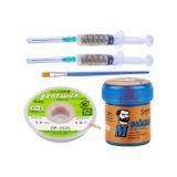 Solderpaste Mechnic 138 Derece Krem Lehim 42G Sıvı Lehim ve Flux Lehim Toplama Fırça Seti 1,5mm 5in1