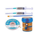 Solderpaste Mechnic 138 Derece Krem Lehim 42G Sıvı Lehim ve Flux Lehim Toplama Fırça Seti 2,5mm 5in1