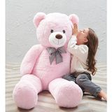 Sole 160 cm Sevgiliye Özel Romantik DEV Boy Papyonlu Peluş Ayı- % 100 YERLİ (Pembe)
