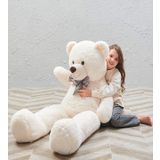 SOLE 175 cm Papyonlu DEV Boy Peluş Ayı -% 100 YERLİ Beyaz