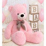 Sole 80 cm Papyonlu Sevimli Peluş Ayıcık Yerli Pembe Oyuncak