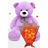 Sole DELUX 90 CM PELUŞ AYI VE LED IŞIKLI 9’LU ROMANTİK PELUŞ AYICIK BUKETİ SEVGİLİYE - KIZA HEDİYE SETİ