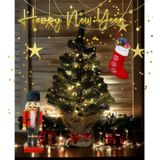 Sole Işıklı Yılbaşı Çam Ağacı Kütük Tabanlı Jüt Ipli Masaüstü Yeni Yıl Noel Ağacı