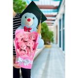 Sole Mezuniyet Hediyesi: Mezun Peluş Ayıcık & Pembe Ayıcık Buketi
