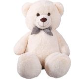 Sole Oyuncak 80 cm Papyonlu Peluş Ayıcık- Ithal Kumaş - Premium Koleksiyon Hediyelik Ayı (% 100 Yerli) - Beyaz