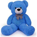 Sole Oyuncak 80 cm Papyonlu Peluş Ayıcık- Ithal Kumaş - Premium Koleksiyon Hediyelik Ayı (% 100 Yerli) - Mavi