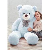 Sole Papyonlu 180-190 cm Dev Boy Açık Mavi Sevimli Peluş Koca Ayı - Sevgiliye Eşe - Arkadaşa Özel Hediye - Standart
