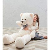 Sole Papyonlu 180-190 cm Dev Boy Beyaz Sevimli Peluş Koca Ayı - Sevgiliye Eşe - Arkadaşa Özel Hediye - Standart