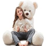 SOLE Papyonlu Sevimli Büyük Peluş Ayıcık, 130 cm, Beyaz, Oyuncak Figürü | Peluş