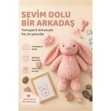 Sole Papyonlu Uzun Kulak Bunny Peluş Tavşan 65 cm Yumuşak Uyku Arkadaşım Pembe Renkli