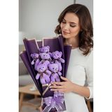 Sole Premium 6 Yumoş Mor Peluş Ayıcık Buketi- Doğum Günü, Özel Gün - Eşe, Sevgiliye Hediye - 50 cm