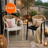Sole Rattan İpli Balkon Ve Kafe Sandalyesi 2'Li Set Bahçe Sandalyesi