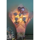 Sole Sevgiliye Led Işıklı Özel Pembe Konsept Balonlu Romantik Peluş Ayıcık Buketi