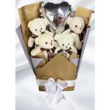 Sole Sevgiliye Özel Dore-Gümüş Konsept Balonlu Romantik Peluş Ayıcık Buketi