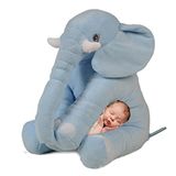 SOLE Uyku Arkadaşım Peluş Fil - Büyük Yumuşacık (75 cm)-Sevgiliye HEDİYE Mavi