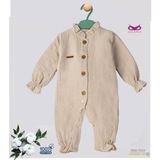 solemia % 100 Organik Pamuklu Müslin Bebek Tulumu - Eoko-Tex Sertifikalı - Bej - 9 - 12 Ay