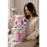Solemia Kız Bebek Hoş Geldin Hediye Kutusu – Nazar Dualı Aynalı Peluş Ayıcık, Tavşan ve Peluşlu Yeni Doğan Bebek Hediyesi