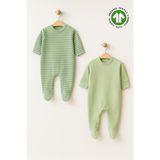Solemini Patikli 2’li Tulum Organik Pamuk Unisex - Yeşil - 9 - 12 Ay