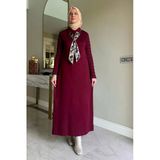 Şölen Fularlı Triko Elbise Bordo