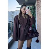 Solena KOPYA - Kadın Yeni Sezon Kuşaklı Bağlama Detay Oversize Ceket