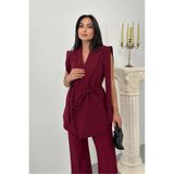 solena sln KADIN KUŞAKLI BLAZER YELEK PANTOLON İKİLİ TAKIM