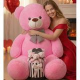 Soleshopping 90 cm Peluş Ayı & Aynalı Mesajlı Pembe Silindir Ayıcık Buketi, Fuşya, Romantik Sevgiliye Hediye