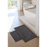 Soley | 2'li Banyo Paspas Seti | Kaymaz Taban %100 Pamuk | 60x100 - 50x60 Cm Antrasit