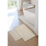Soley | 2'li Banyo Paspas Seti | Kaymaz Taban %100 Pamuk | 60x100 - 50x60 Cm Ekru