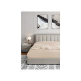 Soley Doğal Pamuklu Jersey Lastikli Çarşaf 160 x 200 Ebatında Yumuşak ve Konforlu - Bej - 160 x 200 cm