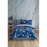 Soley | Galaxy |%100 Pamuklu Tek Kişilik Nevresim Takımı Mavi