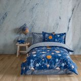 Soley Galaxy Mavi %100 Pamuklu Tek Kişilik Nevresim Takımı Geometrik Desen - 160 x 220 cm