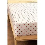 Soley Hearts Çift Kişilik Düz Çarşaf, 240x260, Kırmızı