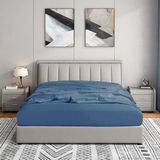 Soley | Jersey | %100 Doğal Pamuklu Çift Kişilik 200 x 200 Lastikli Çarşaf - İndigo Mavisi - 200 x 200 cm