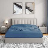 Soley | Jersey |%100 Pamuk Çift Kişilik 140 x 200 Lastikli Çarşaf İndigo Mavi
