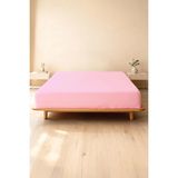 Soley | Jersey | %100 Pamuk Tek Kişilik Premium Lastikli Çarşaf - Pembe - 100 x 200 cm