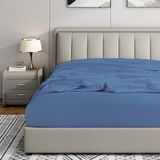 Soley | Jersey | Doğal Pamuklu Tek Kişilik 100 x 200 Lastikli Çarşaf - İndigo Mavisi - 100 x 200 cm