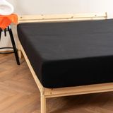 Soley | Jersey | Pamuk Tek Kişilik Premium Lastikli Çarşaf - 100 x 200 cm - Siyah
