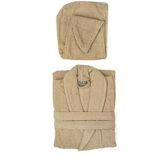 Soley | Mayda | Ekstra Yumuşak %100 Pamuklu Saç Bonesi & Kadın Bornoz Seti - 2XL - Bej