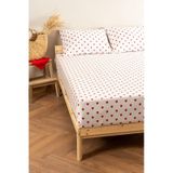 Soley Mix & Match Hearts Kırmızı %100 Pamuk Çift Kişilik Çarşaf Seti