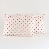 Soley | Mix & Match | Hearts | Pamuk 2’li Yastık Kılıfı Seti - Kırmızı - 50 x 70 cm