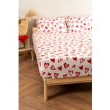 Soley Mix & Match Lover Kırmızı %100 Pamuk Çift Kişilik Çarşaf Seti
