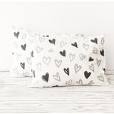 Soley Mix & Match Lover Pamuk 2’li Yastık Kılıfı Seti Beyaz Renkli Kalp Desenli 50 x 70 cm